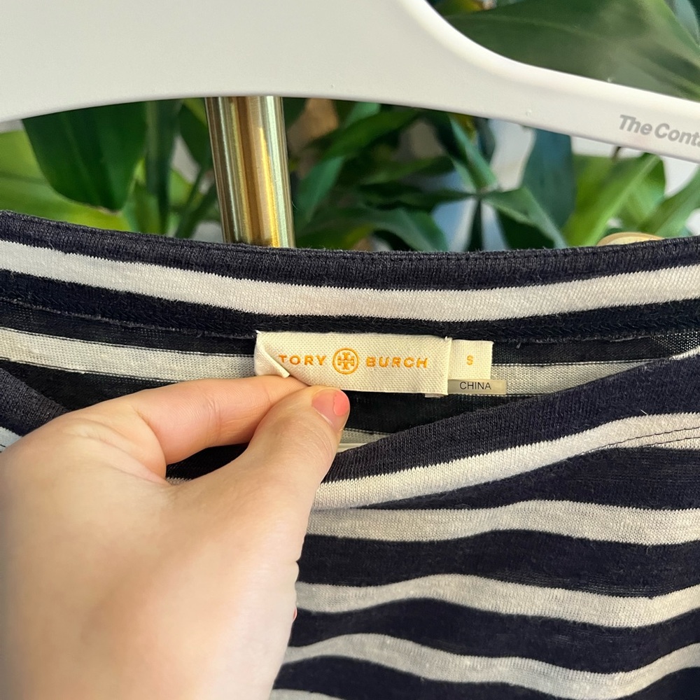 Tory Burch size small blue and white stripped long sleeve